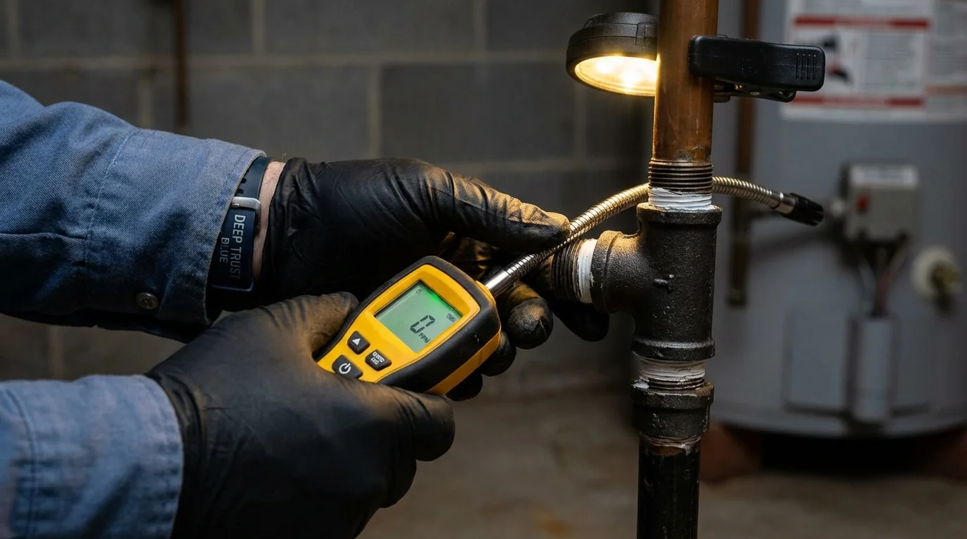 Gas leak detection with electronic sniffer by Johns Plumbing LLC in Jackson